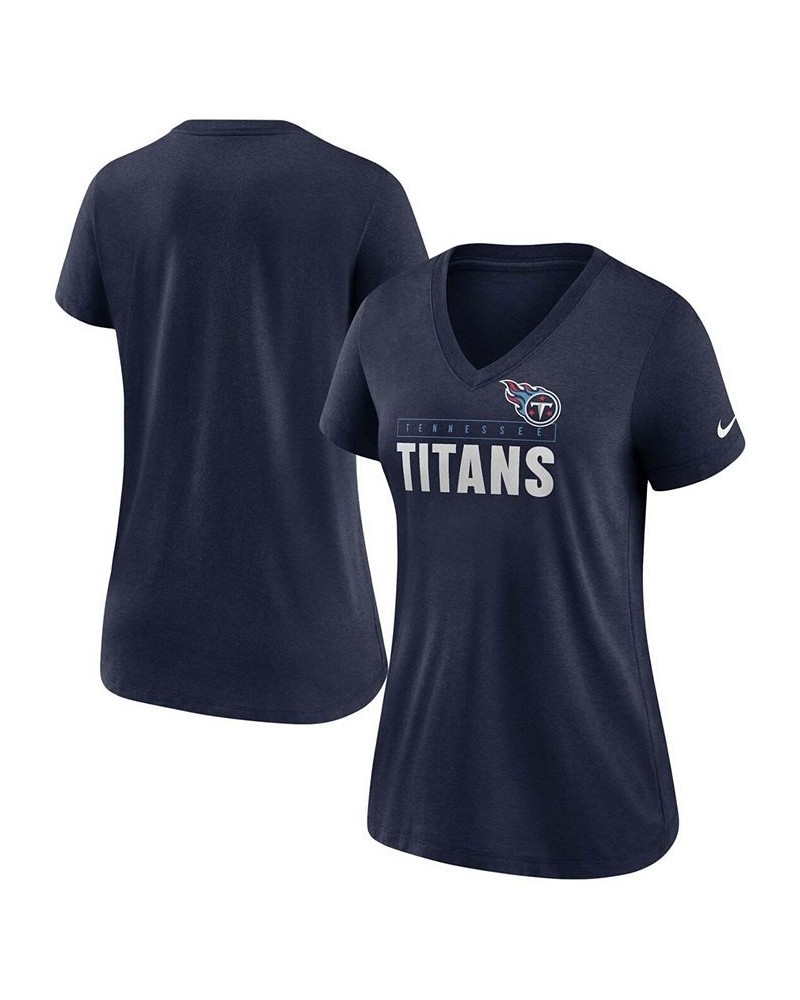 Women's Navy Tennessee Titans Team Name Logo V-Neck Tri-Blend T-shirt Navy $18.00 Tops