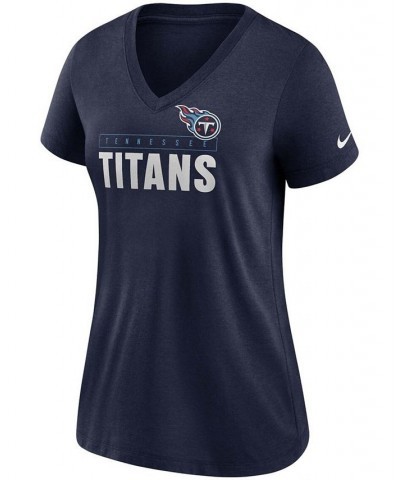 Women's Navy Tennessee Titans Team Name Logo V-Neck Tri-Blend T-shirt Navy $18.00 Tops