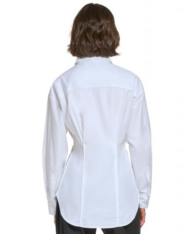 Women's Fitted Long-Sleeve Shirt White $54.50 Tops