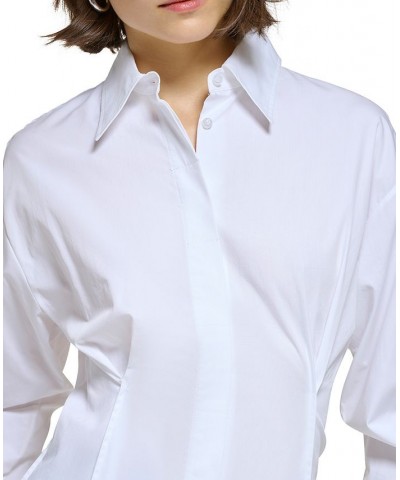 Women's Fitted Long-Sleeve Shirt White $54.50 Tops