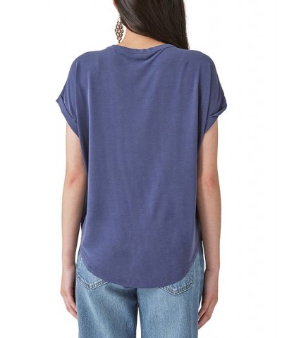 Women's SHORT SLEEVE SANDWASH DOLMAN TEE Blue $16.94 Tops