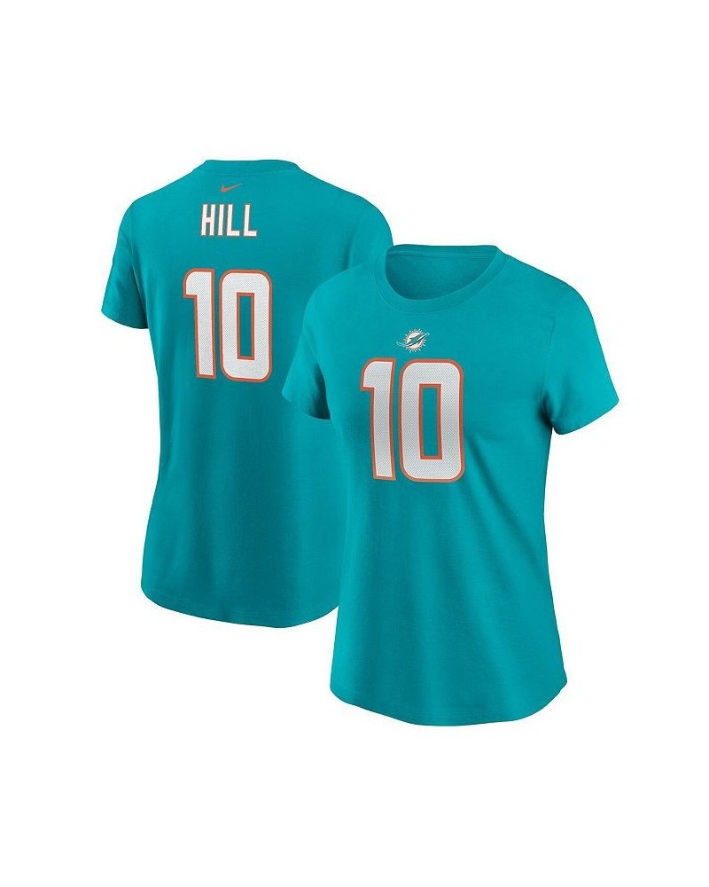 Women's Tyreek Hill Aqua Miami Dolphins Player Name and Number T-shirt Aqua $25.49 Tops