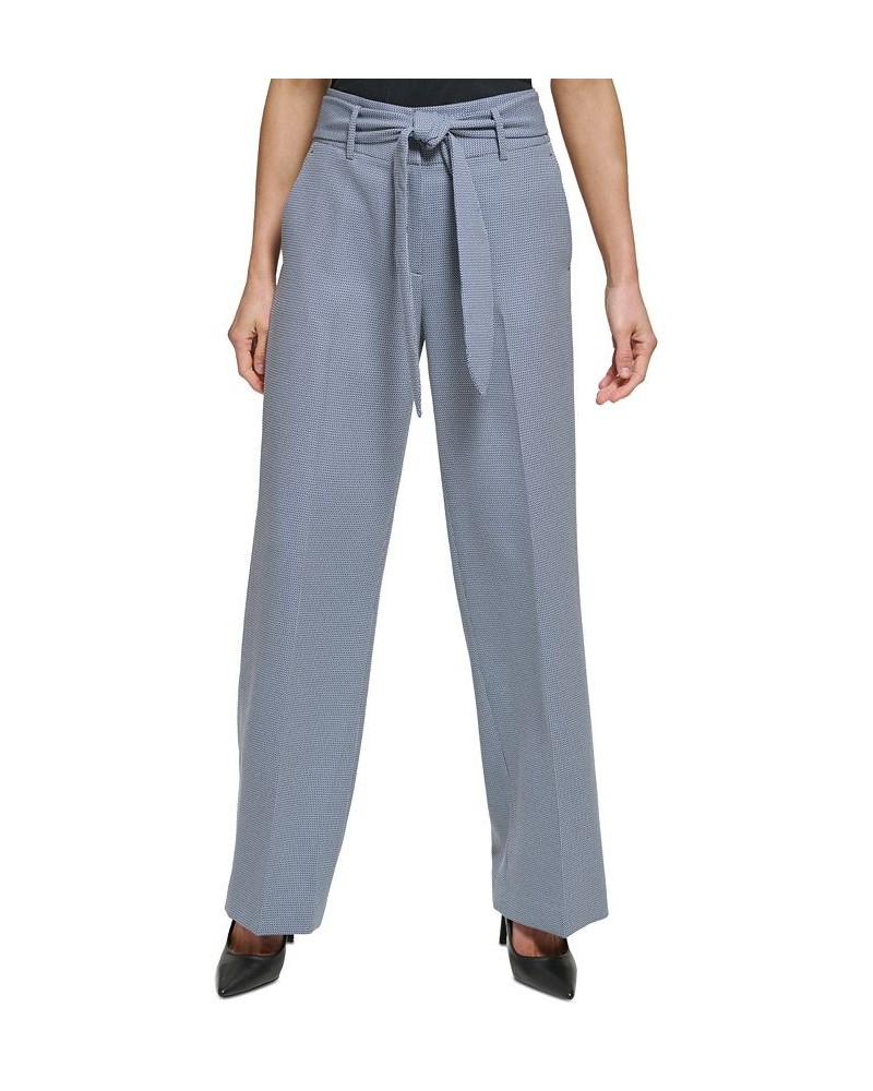 Petite Printed Belted High-Waist Wide-Leg Pants Classic Navy $49.98 Pants