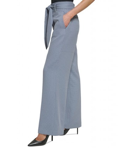 Petite Printed Belted High-Waist Wide-Leg Pants Classic Navy $49.98 Pants