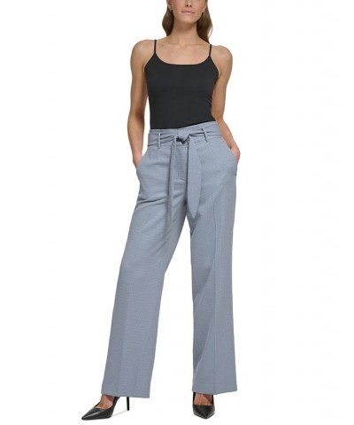 Petite Printed Belted High-Waist Wide-Leg Pants Classic Navy $49.98 Pants