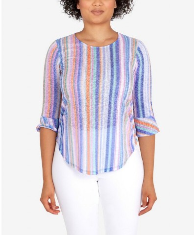 Petite Knit Candy Stripe Print Top Wisteria Multi $24.19 Tops