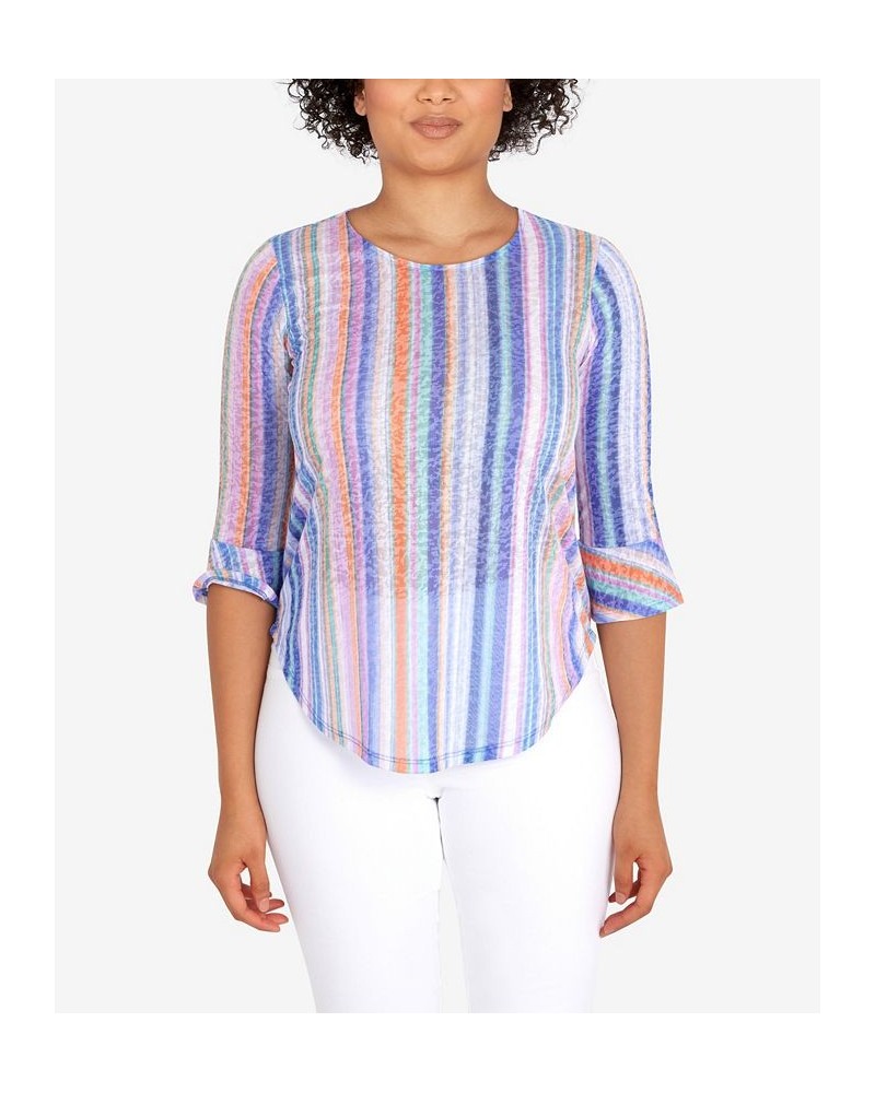 Petite Knit Candy Stripe Print Top Wisteria Multi $24.19 Tops