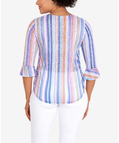 Petite Knit Candy Stripe Print Top Wisteria Multi $24.19 Tops