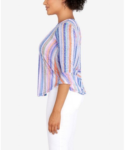 Petite Knit Candy Stripe Print Top Wisteria Multi $24.19 Tops