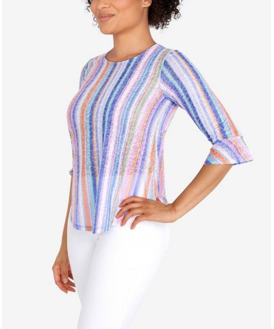 Petite Knit Candy Stripe Print Top Wisteria Multi $24.19 Tops