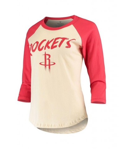 Women's Branded Russell Westbrook Cream Houston Rockets Raglan 3/4 Sleeve T-shirt Cream $22.36 Tops