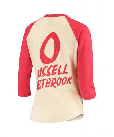 Women's Branded Russell Westbrook Cream Houston Rockets Raglan 3/4 Sleeve T-shirt Cream $22.36 Tops