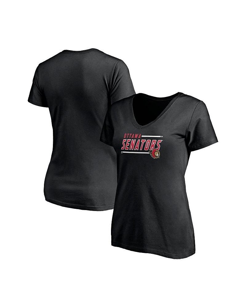 Women's Black Ottawa Senators Plus Size Mascot In Bounds V-Neck T-shirt Black $19.00 Tops