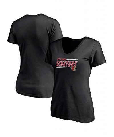 Women's Black Ottawa Senators Plus Size Mascot In Bounds V-Neck T-shirt Black $19.00 Tops