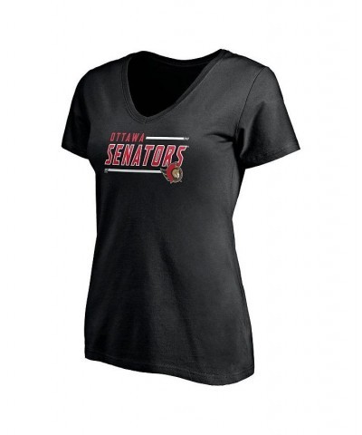 Women's Black Ottawa Senators Plus Size Mascot In Bounds V-Neck T-shirt Black $19.00 Tops