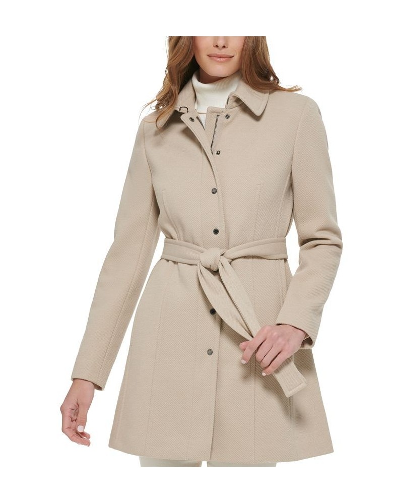 Women's Snap Zipper Club-Collar Coat Champagne $96.00 Coats