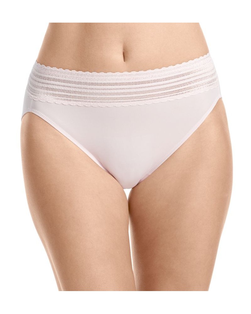 Warners No Pinching No Problems Dig-Free Comfort Waist with Lace Microfiber Hi-Cut 5109 Pale Pink $9.41 Panty