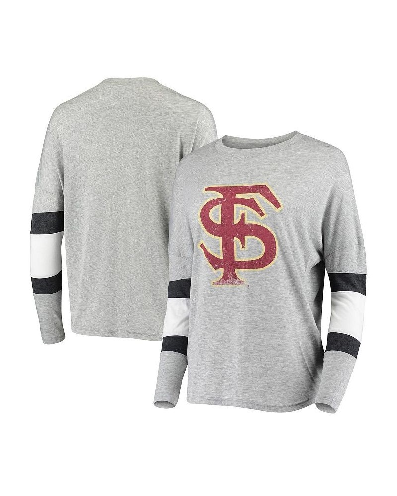 Women's Heathered Gray Florida State Seminoles Swell Stripe Long Sleeve T-shirt Heathered Gray $24.96 Tops