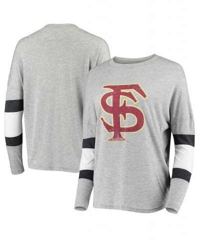 Women's Heathered Gray Florida State Seminoles Swell Stripe Long Sleeve T-shirt Heathered Gray $24.96 Tops