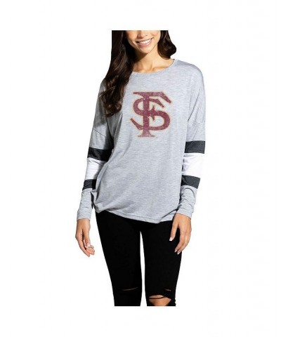 Women's Heathered Gray Florida State Seminoles Swell Stripe Long Sleeve T-shirt Heathered Gray $24.96 Tops