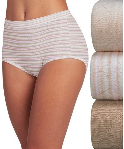 Elance Breathe Brief 3 Pack Underwear 1542 Extended Sizes Sheer Nude/Whisper Stripe/Light $13.91 Panty