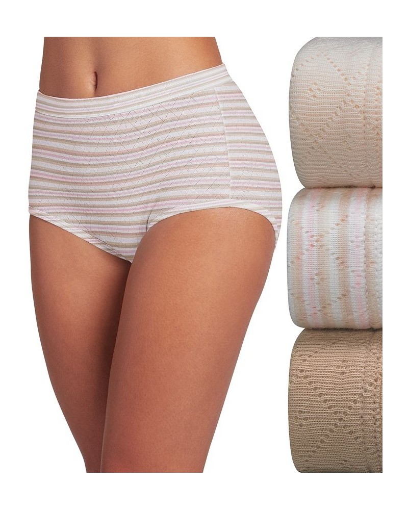 Elance Breathe Brief 3 Pack Underwear 1542 Extended Sizes Sheer Nude/Whisper Stripe/Light $13.91 Panty