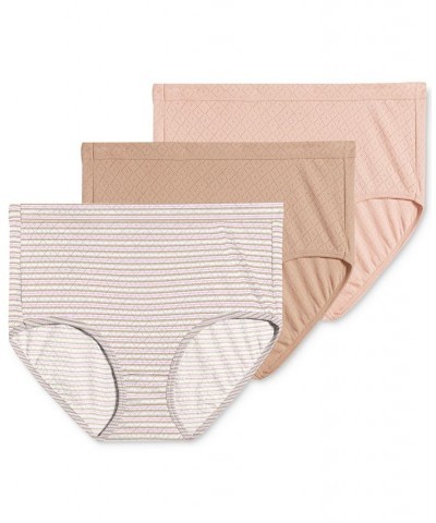 Elance Breathe Brief 3 Pack Underwear 1542 Extended Sizes Sheer Nude/Whisper Stripe/Light $13.91 Panty