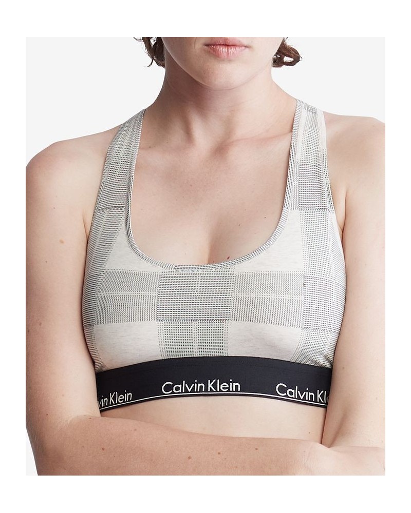 Women's Modern Cotton Bralette F3785 Textured Plaid_oatmeal $15.40 Bras