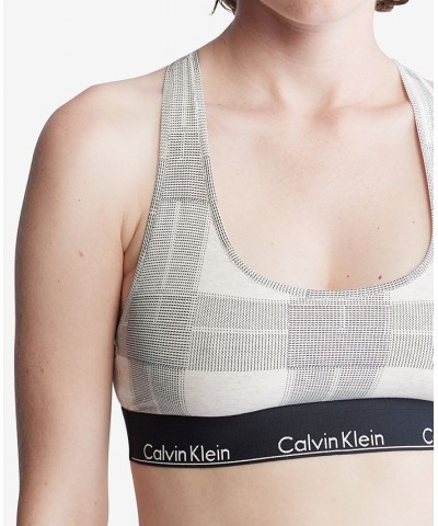 Women's Modern Cotton Bralette F3785 Textured Plaid_oatmeal $15.40 Bras