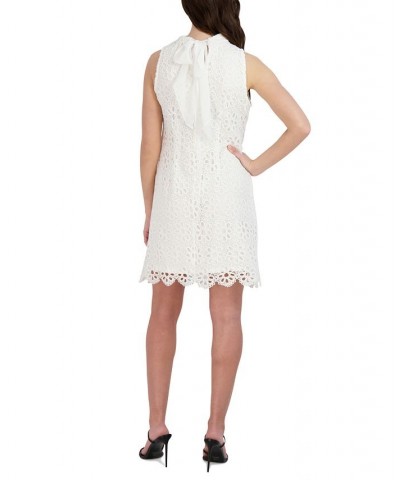 Petite Sleeveless Lace A-Line Dress White $48.06 Dresses