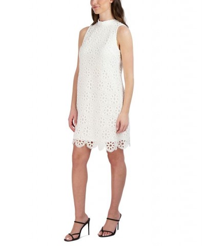 Petite Sleeveless Lace A-Line Dress White $48.06 Dresses