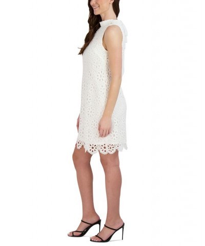 Petite Sleeveless Lace A-Line Dress White $48.06 Dresses