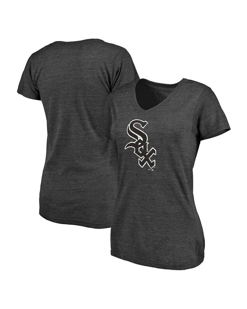 Women's Heathered Charcoal Chicago White Sox Core Weathered Tri-Blend V-Neck T-shirt Heather Charcoal $26.99 Tops