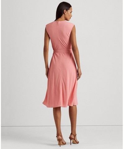 Women's Bubble Crepe Cap-Sleeve Dress Pink $36.00 Dresses