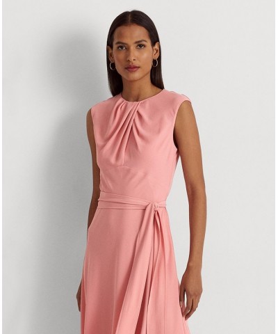 Women's Bubble Crepe Cap-Sleeve Dress Pink $36.00 Dresses