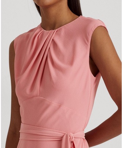 Women's Bubble Crepe Cap-Sleeve Dress Pink $36.00 Dresses