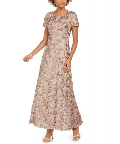 Rosette A-Line Gown Tan/Beige $114.39 Dresses