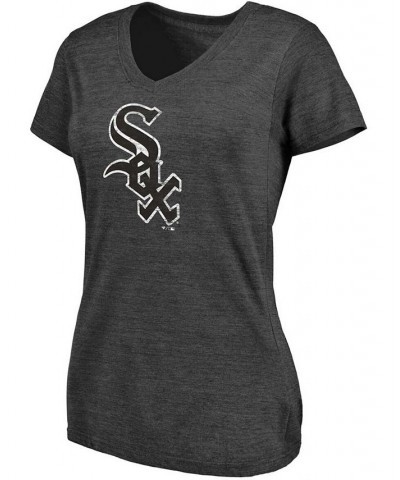 Women's Heathered Charcoal Chicago White Sox Core Weathered Tri-Blend V-Neck T-shirt Heather Charcoal $26.99 Tops