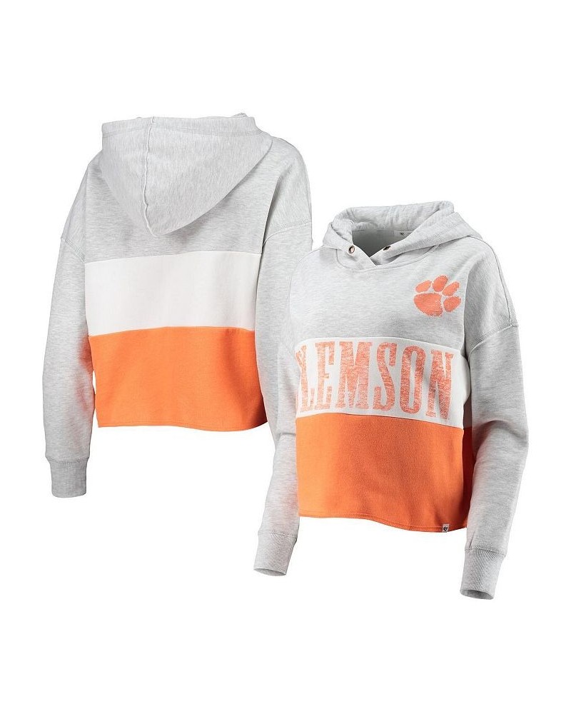 Women's '47 Clemson Tigers Lizzy Colorblocked Cropped Pullover Hoodie Heathered Gray, Heathered Orange $38.40 Sweatshirts