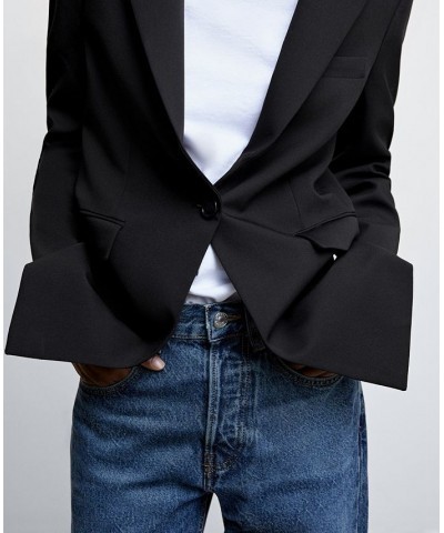 Women's Button Suit Blazer Black $59.80 Jackets