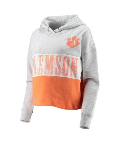 Women's '47 Clemson Tigers Lizzy Colorblocked Cropped Pullover Hoodie Heathered Gray, Heathered Orange $38.40 Sweatshirts