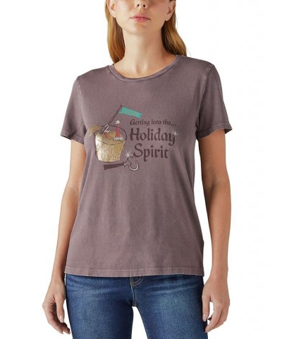 Women's Holiday Spirit Graphic-Print Tee Huckleberry $22.21 Tops