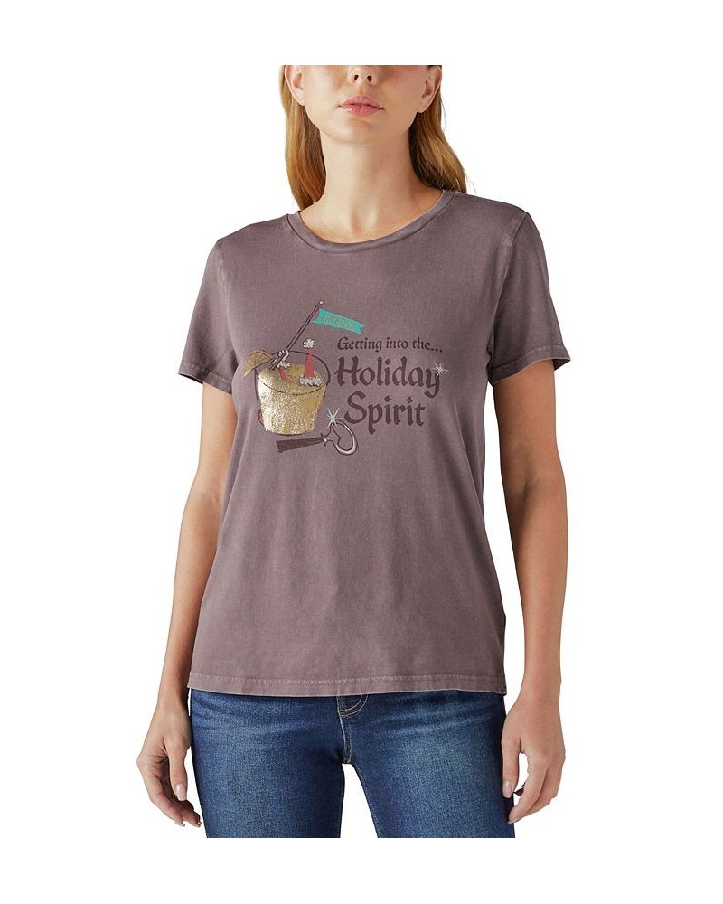 Women's Holiday Spirit Graphic-Print Tee Huckleberry $22.21 Tops