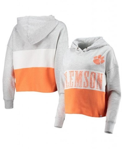 Women's '47 Clemson Tigers Lizzy Colorblocked Cropped Pullover Hoodie Heathered Gray, Heathered Orange $38.40 Sweatshirts