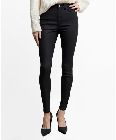 Women's Coated Skinny Push-Up Jeans Black $31.79 Jeans