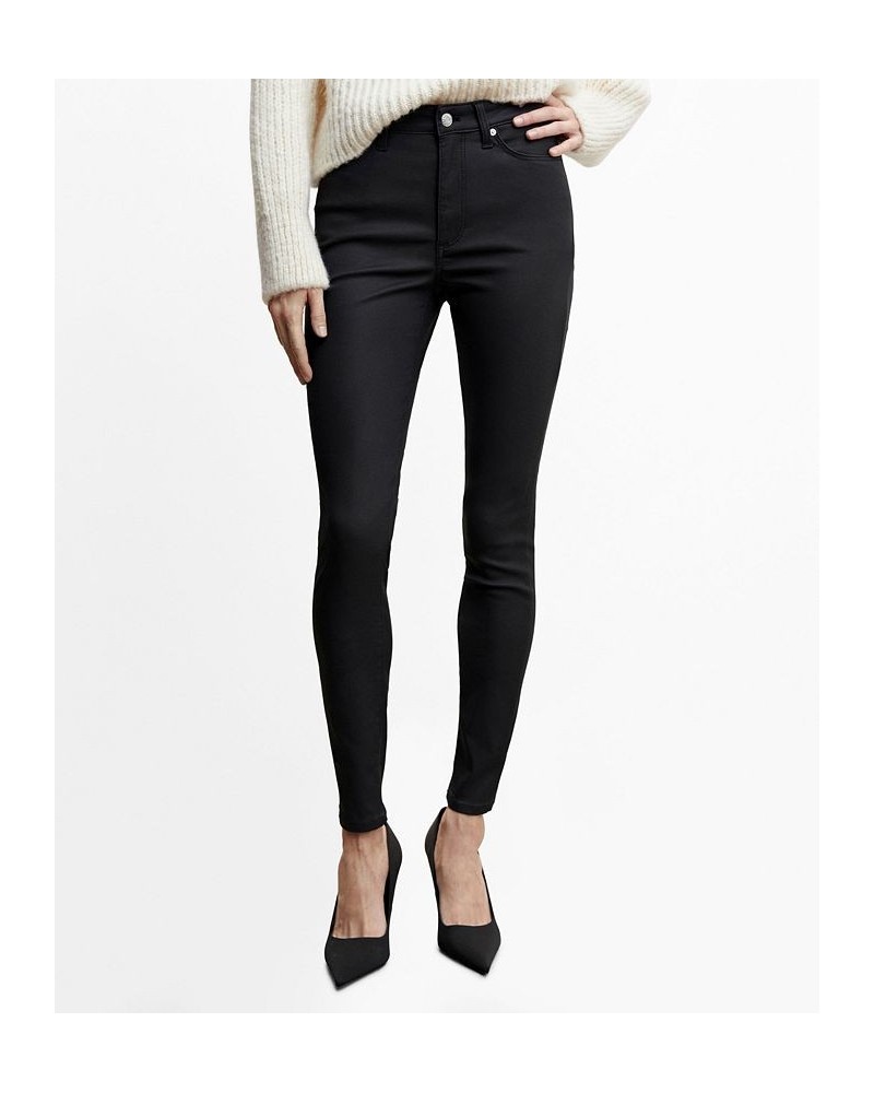 Women's Coated Skinny Push-Up Jeans Black $31.79 Jeans