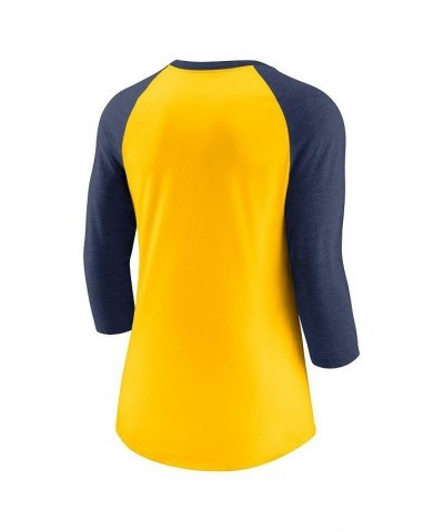 Women's Gold Navy Milwaukee Brewers Next Up Tri-Blend Raglan 3/4-Sleeve T-shirt Gold, Navy $31.34 Tops