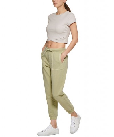 Women's Garment Dye Smocked Waist Joggers Sprig $21.89 Pants