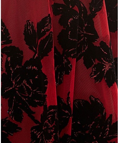 Juniors' Flocked Fit & Flare Dress Red/blk $20.15 Dresses