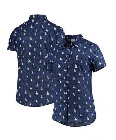 Women's Royal Los Angeles Dodgers Floral Button Up Shirt Royal $36.80 Tops